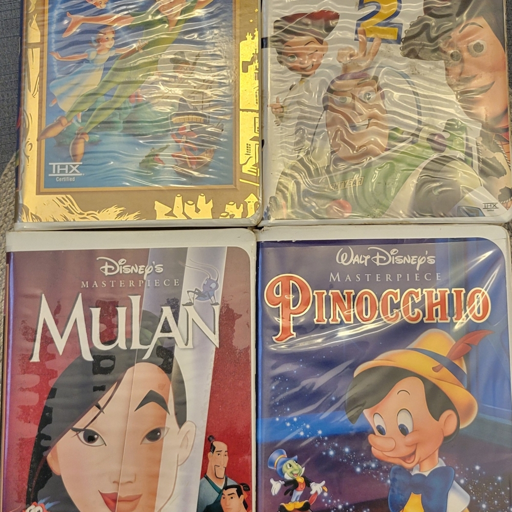 Disney Vintage VHS Lot with Purple, Red, White, Blue Covers